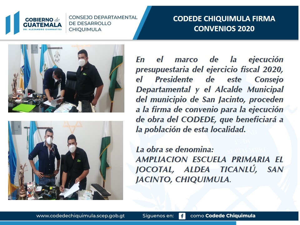 CODEDE CHIQUIMULA FIRMA CONVENIOS 2020